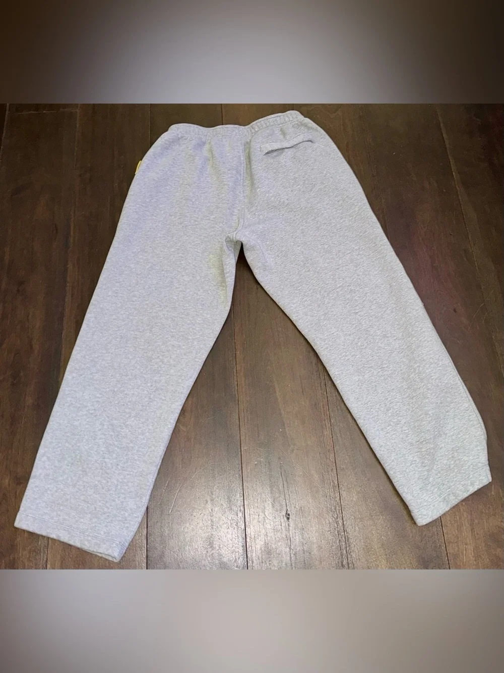 Nike Club Fleece Gray Sweatpants Large Yellow Swoosh Open Leg